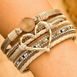 Bohemian Heart Wrap Magnetic Buckle Bracelet